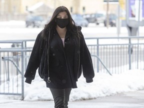 Daniella Leis, the Kitchener woman convicted in the massive natural gas explosion that obliterated a home in London's Old East Village, arrives at the London courthouse for sentencing.