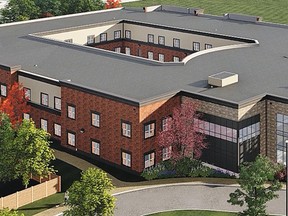 A rendering of the new 128-bed long-term care home to be built at the site of the former Meaford Community School. Construction is set to begin in March. Artwork courtesy of peopleCare and SRM Architects