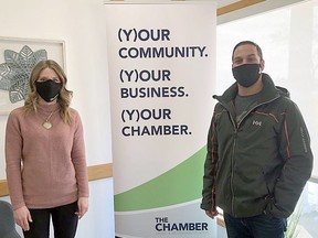 Pamela Ganske, Leduc and Wetaskiwin Regional Chamber community and member relations coordinator and Wetaskiwin Mayor Tyler Gandam announced the opening of the new Chamber of Commerce office in Wetaskiwin last week.
