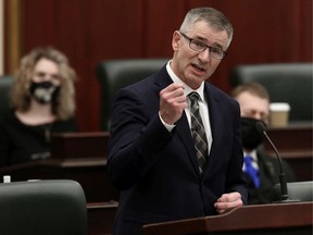 On Thursday, Feb. 25 at the Alberta Legislature, Finance Minister Travis Toews delivered the 2021-22 provincial budget, which predicts a deficit of $18.2 billion and debt ballooning to a record $115.8 billion. David Bloom/Postmedia