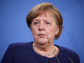 German Chancellor Angela Merkel speaks following a virtual European Council meeting last week in Berlin, Germany. Christian Marquardt - Pool/Getty Images