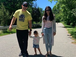 Chad Hibbs, Sophia Hibbs and Amanda Craeymeersch are shown participating in the Hike for Hospice in memory of Lynne Craeymeersch-Badder. (Handout)