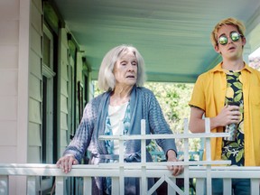 Actors Cloris Leachman and Thomas Duplessie stand on the porch of a home in Picton in a scene from "Jump, Darling." Viktor Cahoj photo