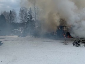 Fire crews responded Monday morning to a fire at a mobile home in the Red Deer Lake area. The building was a “complete loss,” the department said.