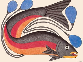 Kenojuak Ashevak. Untitled (Iqalutsiavak (Beautiful Fish)), 2005. Ink, coloured pencil on paper. Courtesy Dorset Fine Arts / West Baffin Eskimo Co-Operative.