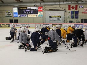The Spruce Grove Saints received the go-ahead green light last week to return to the ice and held their first practice at the Grant Fuhr Arena on March 3. The Saints will return to AJHL action on the road against the Fort McMurray Oil Barons, March 12.