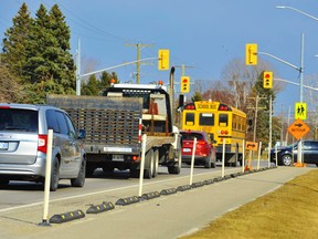 Bike lanes similar to the one on Main Street in Port Dover between St. Cecilia's School and the No Frills grocery store are coming to a busy stretch of Cockshutt Road across town beween Dover Mills Road and Ryerse Crescent. -- Monte Sonnenberg