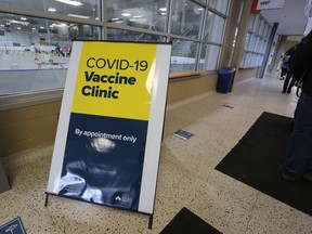 The COVID-19 vaccine clinic at Kingston's Invista Centre.