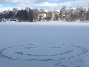 This frozen emoji said it all at Southampton's Fairy Lake March 7. Resident Galen Burns does not know who stamped out the message of good cheer - but it made her smile.