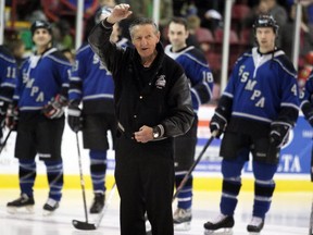 Walter Gretzky, father of NHL legend Wayne Gretzky, waves to the crowd when the Scotiabank NHL Alumni Benefit Tour rolled into Sault Ste. Marie in 2016. JEFFREY OUGLER/POSTMEDIA