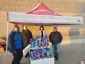 United Way and Salvation Army volunteers collected period products in Ingersoll on Tuesday, March 9, 2021. (United Way Oxford)