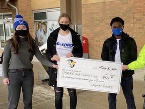 Chippewa Secondary School students Andrea Forster, Emmanuel Nkebemiso, Muhhammad Ali Hakim and Jayda Phillipson have finished a month-long fundraising initiative benefiting the Child and Adolescent Mental Health Unit at the North Bay Regional Health Centre. 
Submitted Photo