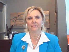 Fort Saskatchewan Mayor Gale Katchur pictured in a zoom council meeting. Photo via YouTube.