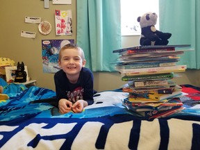 Connor Hayes, six, has raised more than $3,100 in support of the MS Society of Canada as of Wednesday, March 17. As part of the national reading fundraiser, he is considered to be within the Top 4 in the country. Photo Supplied