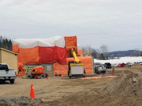 Work is progressing on construction of a 50-unit seniors' complex on Big Bend Avenue in Powassan.  The project remains on target for a late fall completion.  
Kathie Hogan photo