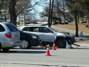 Emergency responders attend a vehicle collision on Lakeshore Drive, Friday morning, near Marshall Avenue. Michael Lee/The Nugget