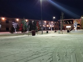 The parking lot of the Energy Centre and Portage College was empty in December because of COVID-19 restrictions. PHOTO BY TANYA BOUDREAU
