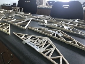 Student-built trusses compete in a Sault College event. SUPPLIED