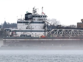 Upbound Joseph L.Block enters the Soo Locks in Sault Ste. Marie, Mich., on Wednesday, March 24, 2021. (BRIAN KELLY/THE SAULT STAR/POSTMEDIA NETWORK)