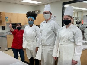 Sal culinary students Kyleigh Brady, Isak Jacobsen, and Ruth Wondim participated in the Skills Canada virtual competition. Photo Supplied