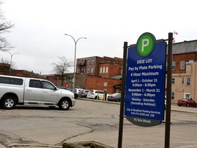 Stratford’s planning and heritage subcommittee heard an unsolicited proposal Thursday for the development of a parking garage under the Erie Street parking lot. (Galen Simmons/The Beacon Herald)