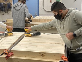 Fort High carpentry students were grateful to be able to make a difference in the lives of Edmonton area kids by making beds for Sleep in Heavenly Peace. Photo Supplied