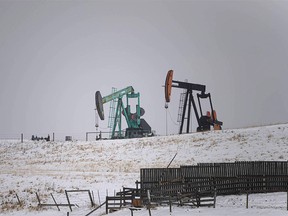 An oil derrick near Black Diamond, Alta. on Thursday, March 25. CHRISTOPHER LANDRY/POSTMEDIA