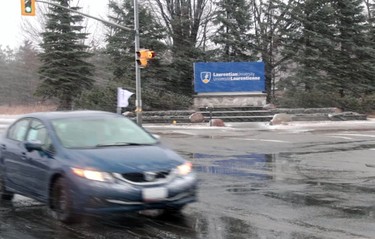 About 150 vehicles converged on Laurentian University on Sunday as part of a mobile demonstration organized by the Save Our Sudbury coalition.