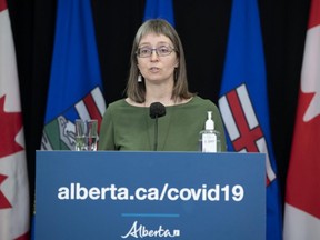 Alberta’s chief medical officer of health Dr. Deena Hinshaw from Edmonton on Thursday, March 25, 2021