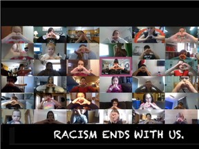 Students and staff at the Huron Perth Catholic District School Board's Blessed Carlo Acutis virtual school have won LUSO Community Services' 2021 Stop Racism Video Contest with their two-minute entry, Racism Ends With Us. Submitted image