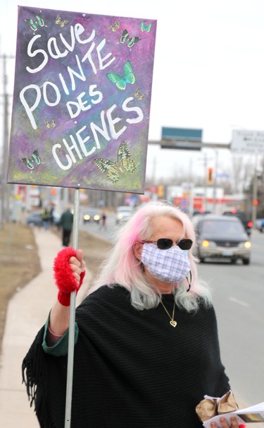 Demonstration supporting campground at Pointe des Chenes on Saturday, March 27, 2021 in Sault Ste. Marie, Ont. (BRIAN KELLY/THE SAULT STAR/POSTMEDIA NETWORK)