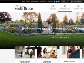 The home page of the newly designed website for the Municipality of South Bruce. SUBMITTED