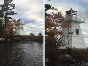 The Canadian Coast Guard said that the lighthouse to be built on Ile LeBlanc situated at the head of Allumette Island, will resemble the example provided in these handout photos. The former lighthouse, damaged by spring flooding in 2019, was deemed unsafe and torn down in March of 2020, just before the COVID-19 panedmic was declared. The Coast Guard said because of inter-provincial travel restrictions imposed because of the pandemic, workers have been unable to return and complete construction of the new lighthouse.