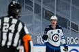 Winnipeg Jets’ Mark Scheifele pleads his case as he’s called for a penalty.