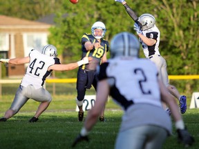 PETER RUICCI/Sault Star

Sault Steelers quarterback Darrell Wood uncorks a pass in 2019 NFC action against the Sudbury Spartans