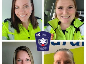 The four Grey County paramedics who received medical director's commendation awards for their efforts to assist patients enrolled in the county's community paramedicine program. SUPPLIED