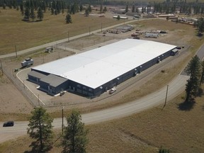 View of the Optimi Health mushroom growing facility at Princeton, B.C.