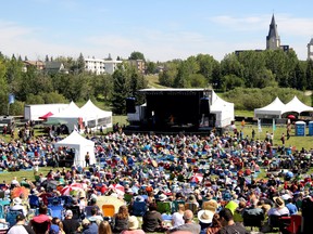 The Bear Creek Folk Festival won't be hitting the main stage again until 2022. A large crowd gathers on Borstad Hill to take in the next performer during the Bear Creek Folk Festival on Saturday August 13, 2016 in Grande Prairie, Alta. FILE PHOTO Jocelyn Turner