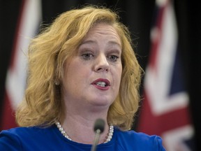 Ontario Heritage, Sport, Tourism and Culture Minister Lisa MacLeod said Wednesday she and her advisers are "very confident" the Ontario Hockey League will be able to start a shortened season with body-checking soon.   (THE CANADIAN PRESS/ Tijana Martin)