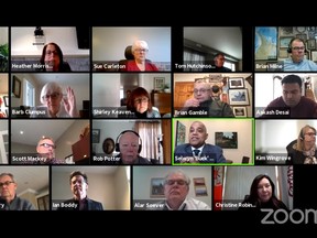 A screenshot of Thursday's Grey County committee of the whole meeting, which are still being held virtually, over Zoom, due to the COVID-19 pandemic.
