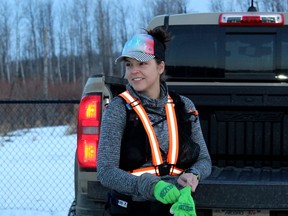Jessica Leska gets ready to run to Anzac and Stony Mountain on Friday, March 5, 2021. Laura Beamish/Fort McMurray Today/Postmedia Network