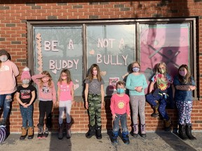 Kids at the boys and girls  club helped to Paint the Town Pink. Photo supplied.