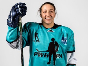 Carolyne Prevost of Sarnia, Ont., is the women's hockey ambassador for the OHL's Sarnia Sting. She plays for Team Sonnet in the Professional Women's Hockey Players Association. (PWHPA Photo/Courtesy of Sarnia Sting)