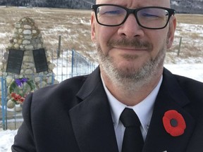 This past Remembrance Day, Rob VanderLee took his children to the Cenotaph on the 1A Highway at Wildcat Hills Gas Plant to teach them about Remembrance and what it means.