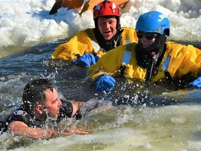 Members of the Belleville Police Service plunged into icy Bay of Quinte waters to raise money for Special Olympics Ontario.