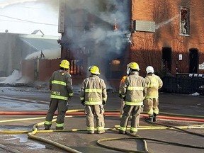 The historic Tweedsmuir Hotel in downtown Tweed has been destroyed by fire. The blaze started around 6 a.m. Wednesday and within two hours the roof of the 140-year structure had collapsed. LUKE HENDRY/THE INTELLIGENCER