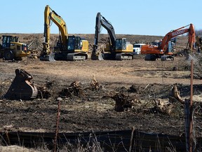 Heavy equipment has razed trees on the 30-acre land parcel at Highway 37 and Black Diamond Road to pave the way for the new Belleville Agricultural Society fairgrounds that will replace the former Ben Bleecker property in the city's west end. DEREK BALDWIN