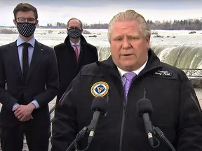Premier Doug Ford was in Niagara Falls Monday where he rolled out a new relief package for the tourism industry across Ontario for owners who have not already received money from the previous general business relief package from the provincial government. POSTMEDIA