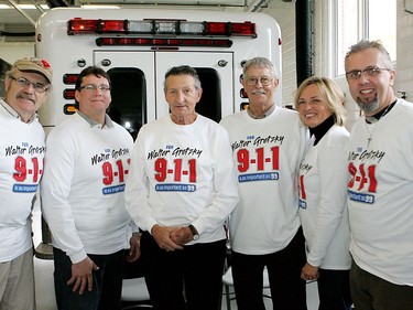 Walter Gretzky poses with fellow stroke survivors to 2010 promote calling 911 when any signs of stroke appear. With him are Brock Leonard (left), Larry Smallman, Crystal Jefferies White, Shawn Rogers and Mike Austin. Christopher Smith/Expositor file photo