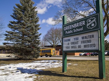 Located just a few blocks from the Gretzky home, Greenbrier Public School posted this message on Friday March 5, 2021 in Brantford, Ontario. Canada's favourite hockey dad passed away Thursday at the age of 82. Brian Thompson/Brantford Expositor/Postmedia Network